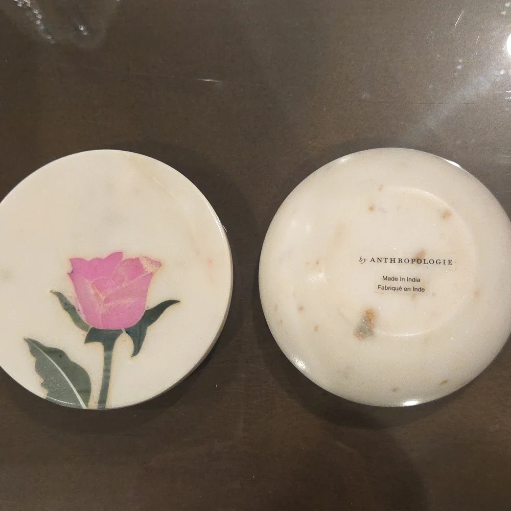 BRAND NEW ANTHROPOLOGIE MARBLE Flower Trinket JEWELRY Box $60 - Picture 3 of 3